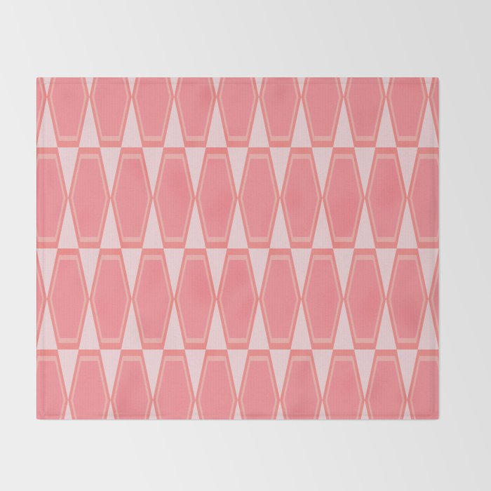Mid Century Modern Pink Hexad Geometric Pattern Throw Blanket Gallery Image 2