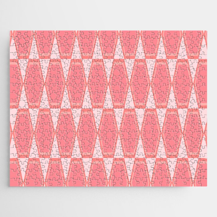 Mid Century Modern Pink Hexad Geometric Pattern Jigsaw Puzzle Gallery Image 1