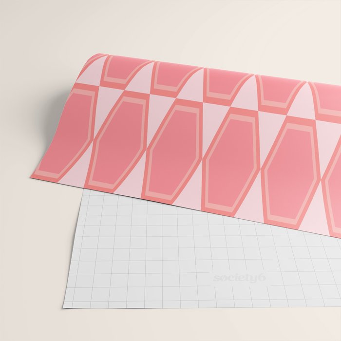 Mid Century Modern Pink Hexad Geometric Pattern Wrapping Paper Gallery Image 2