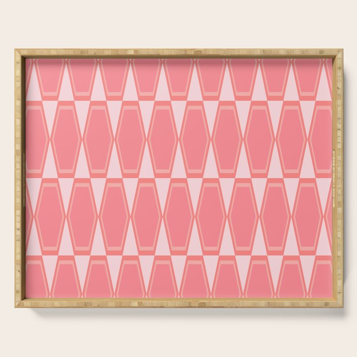 Mid Century Modern Pink Hexad Geometric Pattern Serving Tray Gallery Image 1