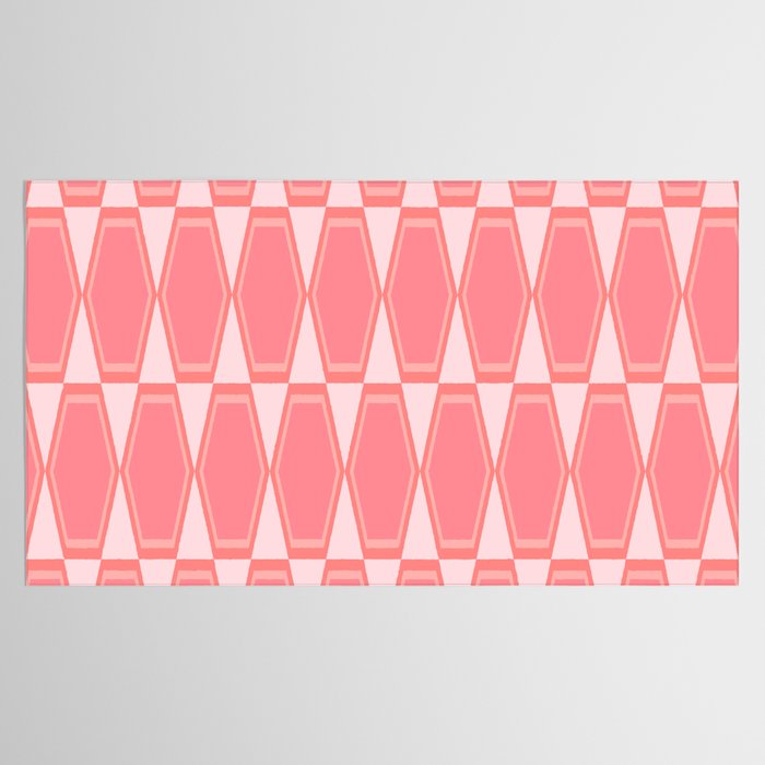 Mid Century Modern Pink Hexad Geometric Pattern Tablecloth Gallery Image 2