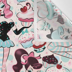 Cupcake Dolls Pattern Wall Tapestry Gallery Image 3