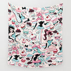 Cupcake Dolls Pattern Wall Tapestry Gallery Image 4