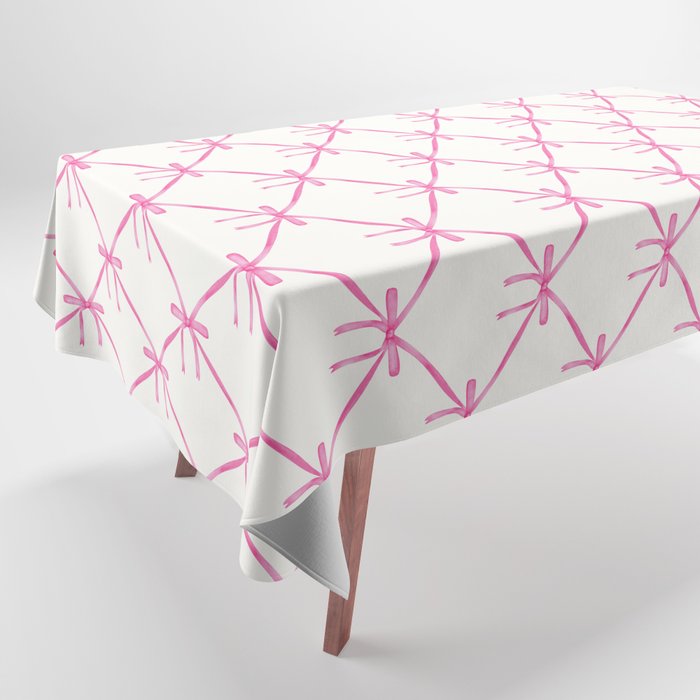 Bows & Ribbons Pattern VIII Y2K Pink Tablecloth Gallery Image 1