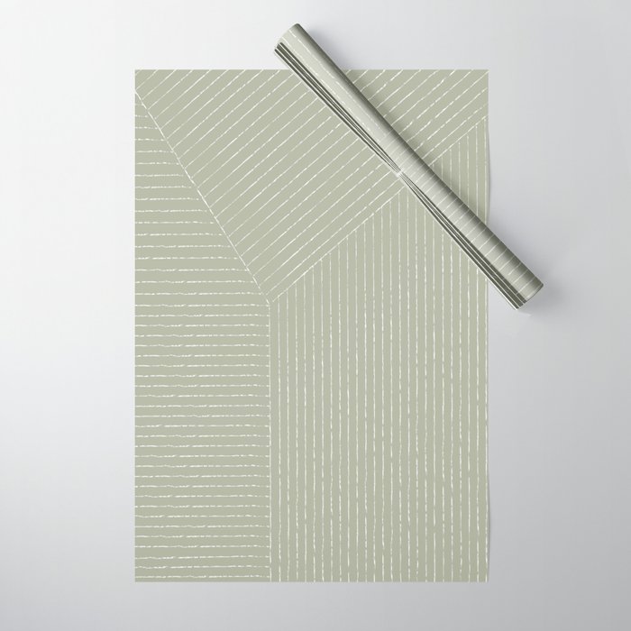 Lines (Linen Sage) Wrapping Paper Gallery Image 1