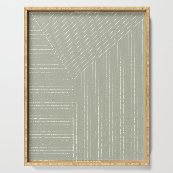 Lines (Linen Sage) Serving Tray Gallery Image 1