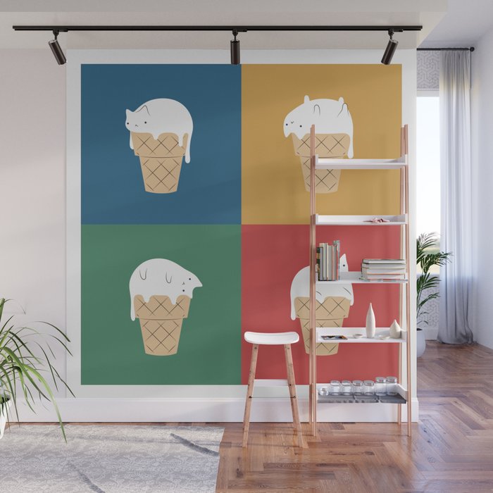 Cat Ice Cream 2x2 Wall Mural Gallery Image 1