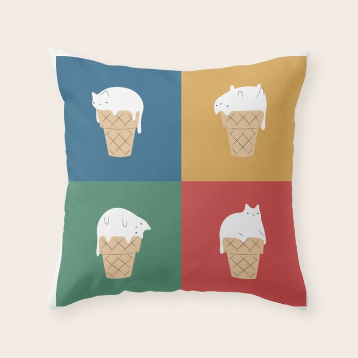 Cat Ice Cream 2x2 Throw Pillow Gallery Image 6