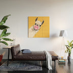 Bubble Gum Sneaky Llama in Yellow Wood Wall Art Gallery Image 2
