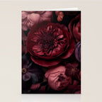 Victorian Grandeur Large Regency Flowers Crimson Red Stationery Card Gallery Image 2