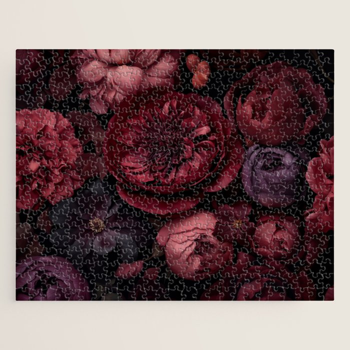 Victorian Grandeur Large Regency Flowers Crimson Red Jigsaw Puzzle Gallery Image 1