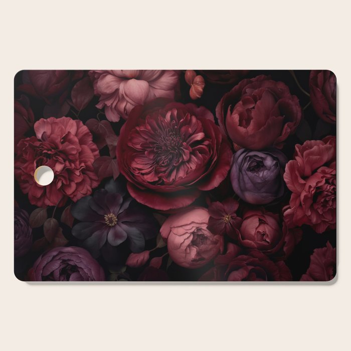 Victorian Grandeur Large Regency Flowers Crimson Red Cutting Board Gallery Image 1