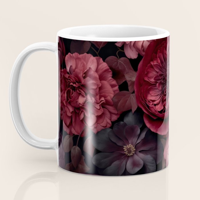Victorian Grandeur Large Regency Flowers Crimson Red Coffee Mug Gallery Image 3