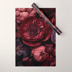 Victorian Grandeur Large Regency Flowers Crimson Red Wrapping Paper Gallery Image 1