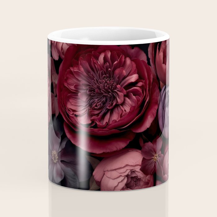 Victorian Grandeur Large Regency Flowers Crimson Red Coffee Mug Gallery Image 4