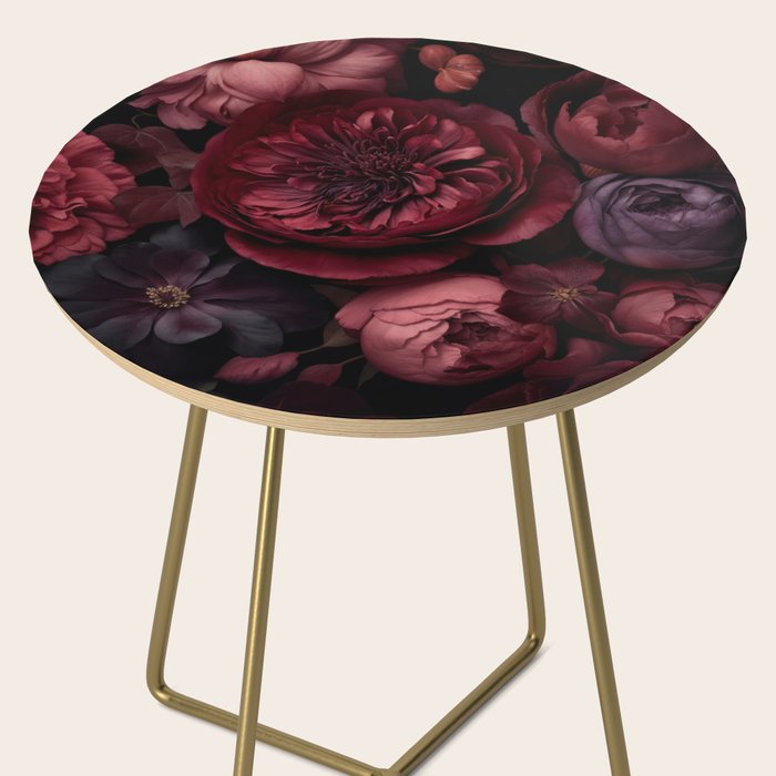 Victorian Grandeur Large Regency Flowers Crimson Red Side Table Gallery Image 2