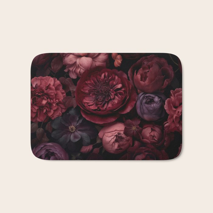Victorian Grandeur Large Regency Flowers Crimson Red Bath Mat Gallery Image 1