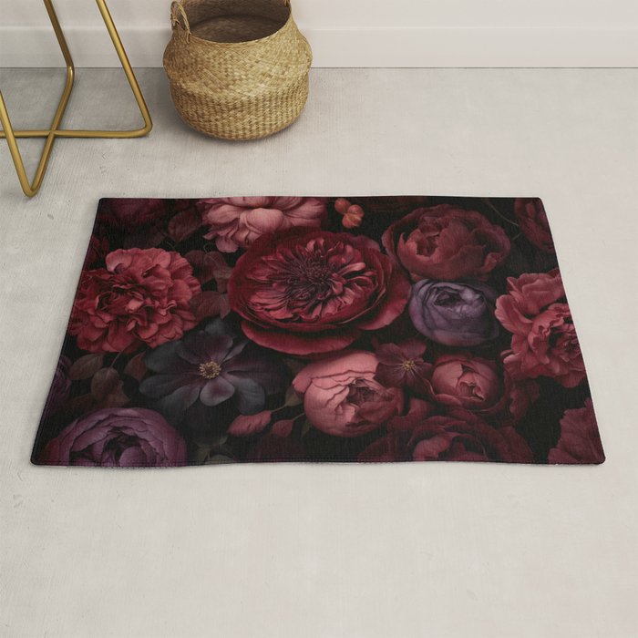 Victorian Grandeur Large Regency Flowers Crimson Red Rug Gallery Image 1