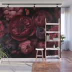 Victorian Grandeur Large Regency Flowers Crimson Red Wall Mural Gallery Image 1