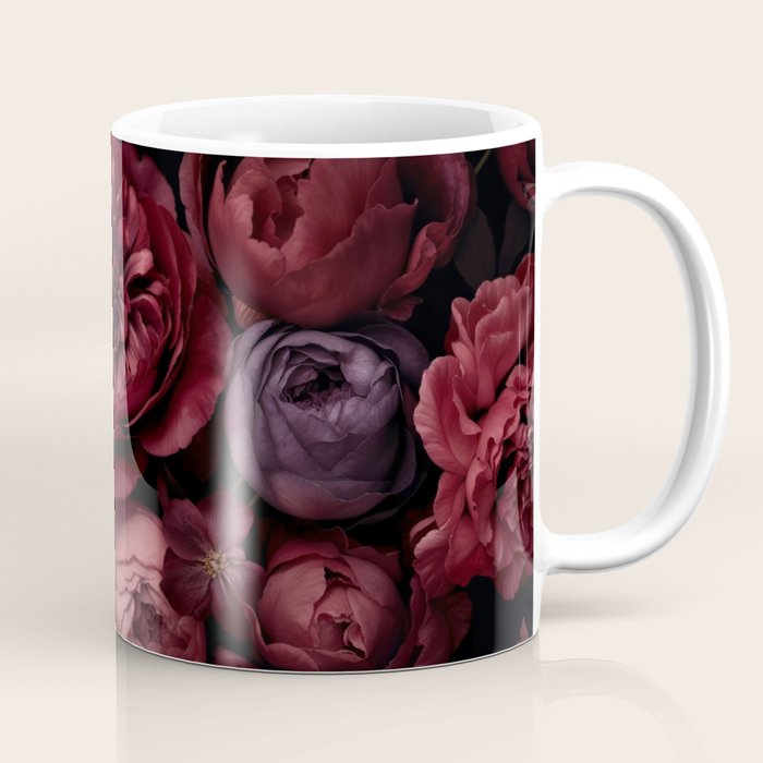 Victorian Grandeur Large Regency Flowers Crimson Red Coffee Mug Gallery Image 1