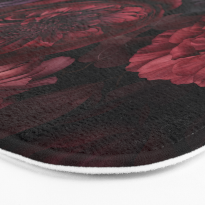 Victorian Grandeur Large Regency Flowers Crimson Red Bath Mat Gallery Image 3