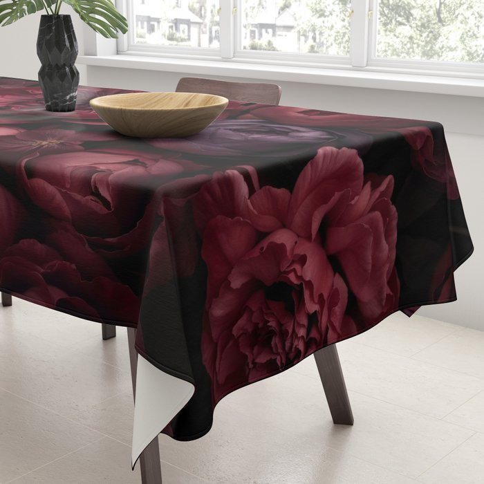 Victorian Grandeur Large Regency Flowers Crimson Red Tablecloth Gallery Image 3