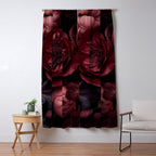Victorian Grandeur Large Regency Flowers Crimson Red Window Curtain Gallery Image 5