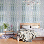Hydrangea blue and white stripes coastal style Wallpaper Gallery Image 3