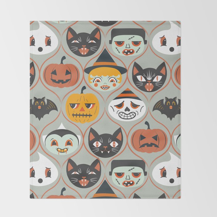 Spooky Sweet Faces Throw Blanket Gallery Image 2