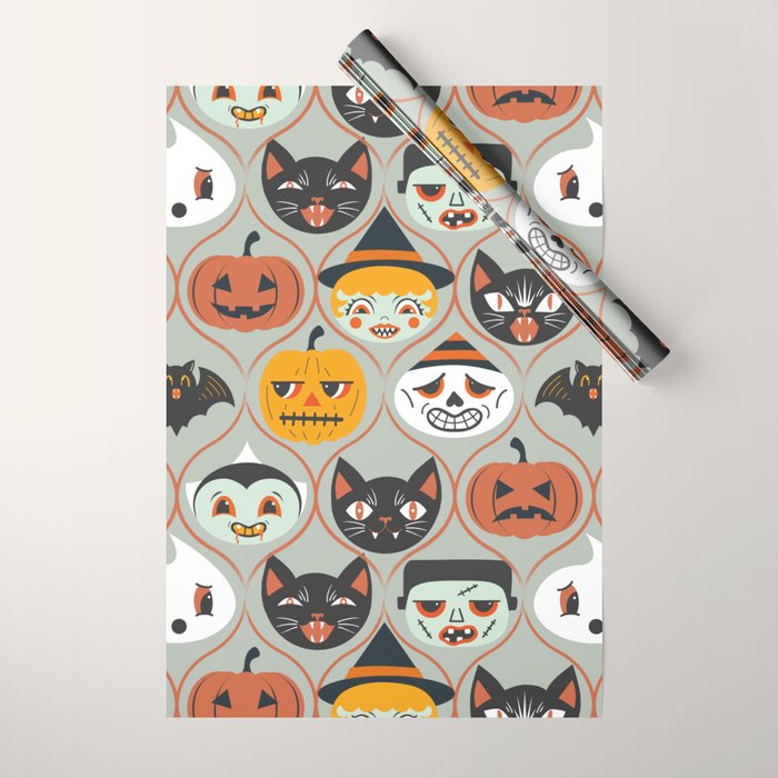 Spooky Sweet Faces Wrapping Paper Gallery Image 1