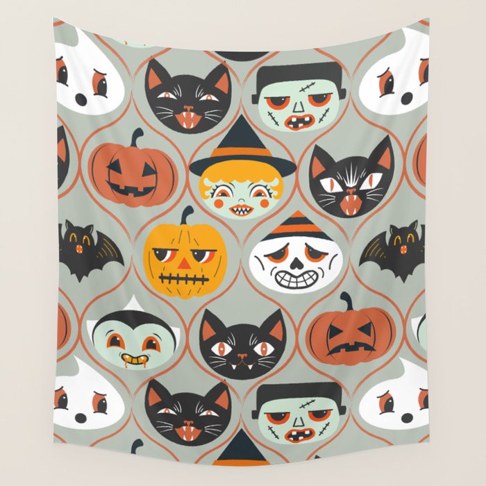 Spooky Sweet Faces Wall Tapestry Gallery Image 1