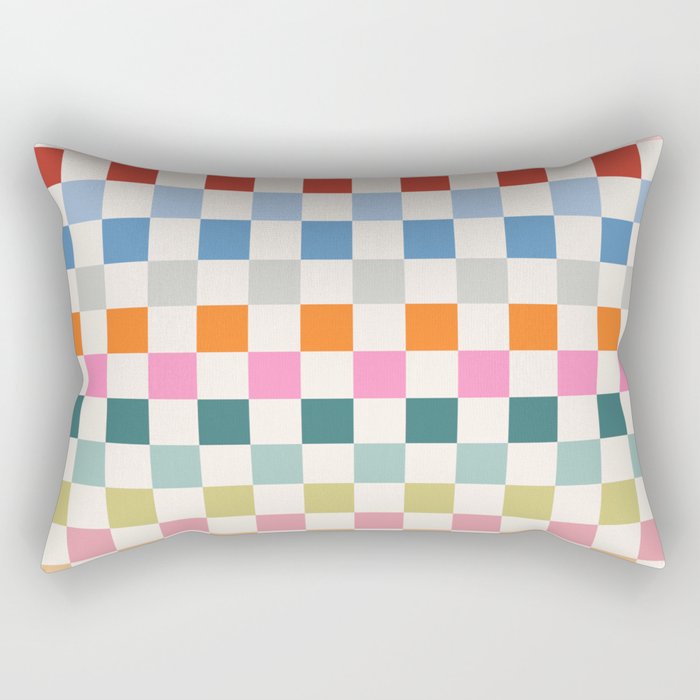 Checkered Retro Colorful Check Pattern Rectangular Pillow Gallery Image 2
