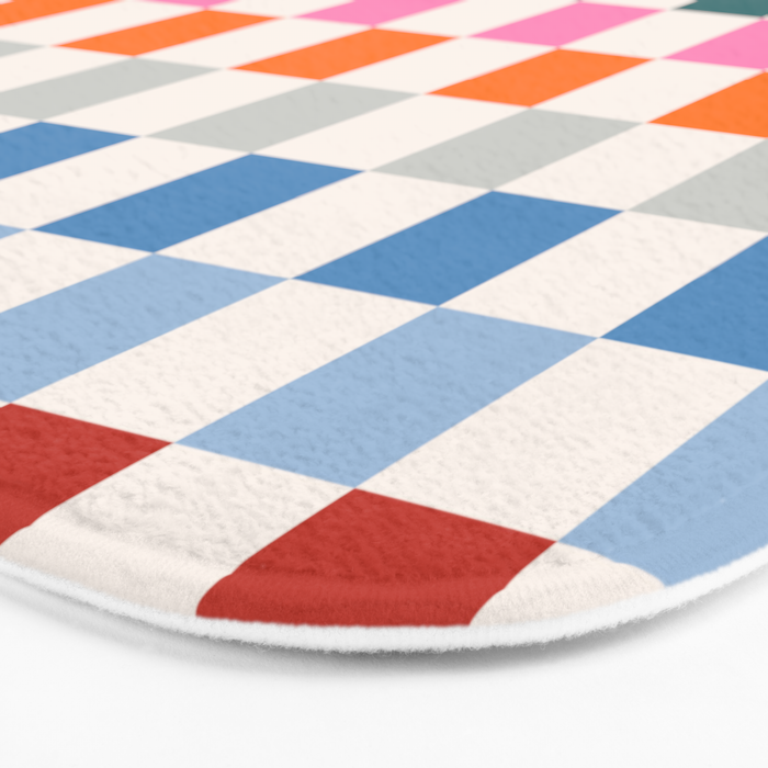 Checkered Retro Colorful Check Pattern Bath Mat Gallery Image 3