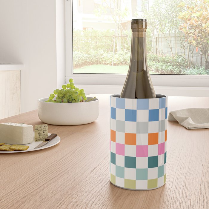 Checkered Retro Colorful Check Pattern Wine Chiller Gallery Image 4