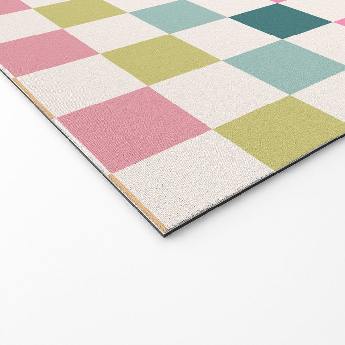 Checkered Retro Colorful Check Pattern Welcome Mat Gallery Image 2