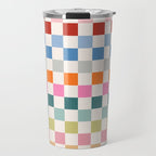 Checkered Retro Colorful Check Pattern Travel Mug Gallery Image 1