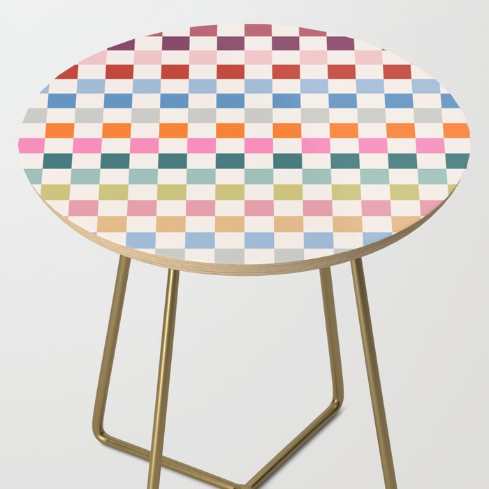 Checkered Retro Colorful Check Pattern Side Table Gallery Image 2
