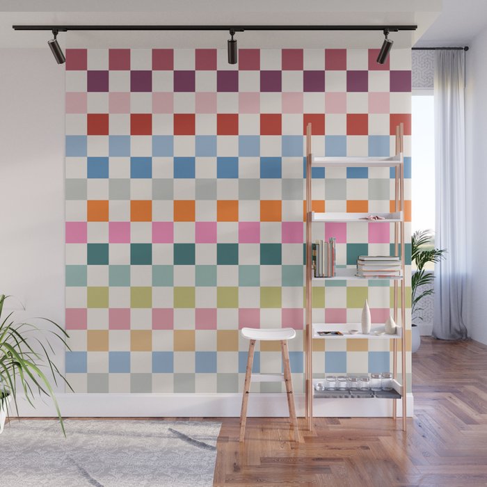 Checkered Retro Colorful Check Pattern Wall Mural Gallery Image 1