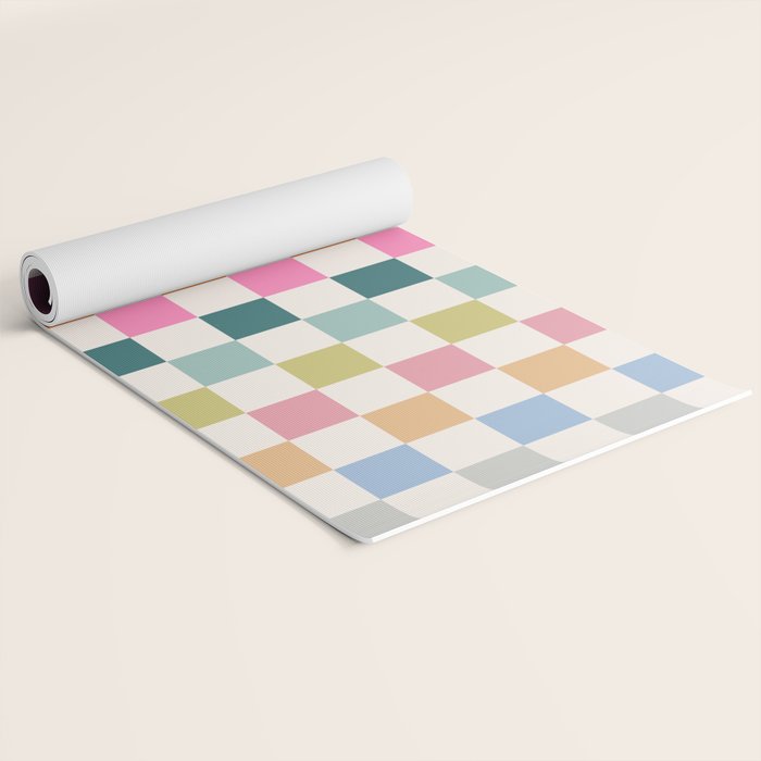 Checkered Retro Colorful Check Pattern Yoga Mat Gallery Image 2
