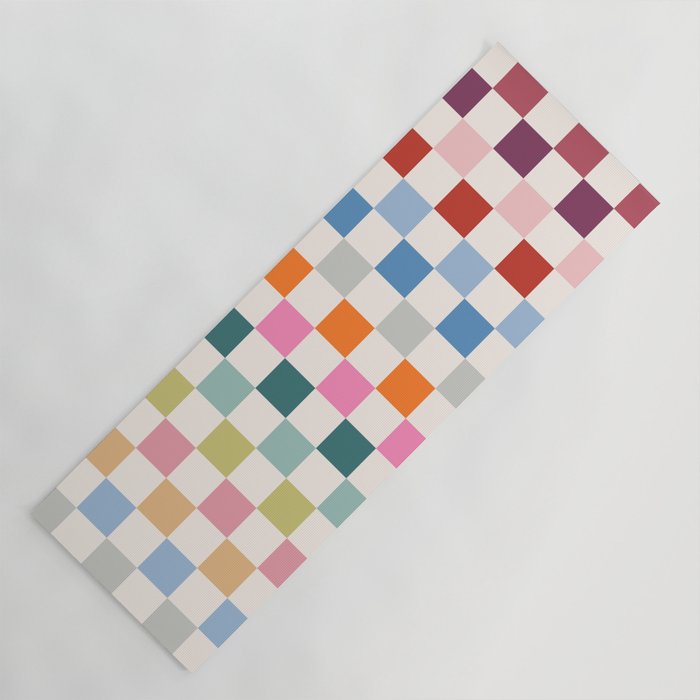 Checkered Retro Colorful Check Pattern Yoga Mat Gallery Image 1