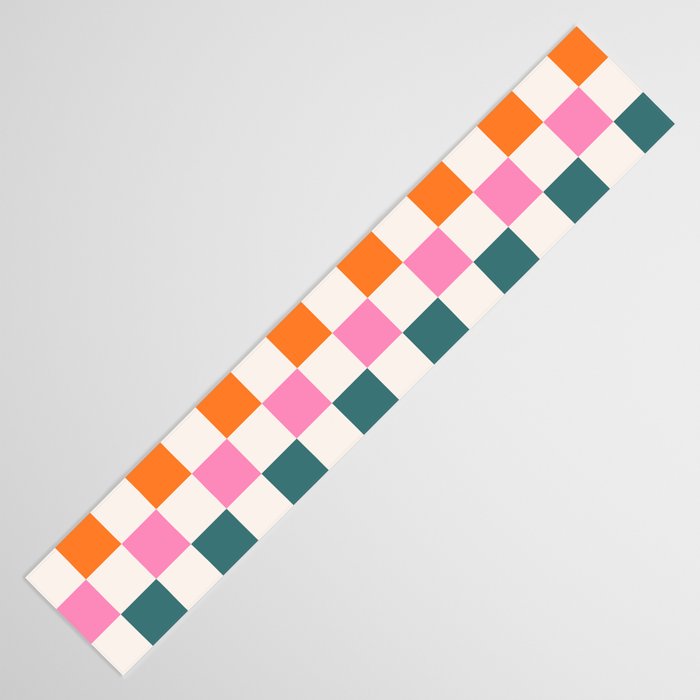 Checkered Retro Colorful Check Pattern Table Runner Gallery Image 3
