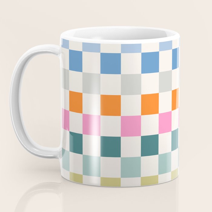 Checkered Retro Colorful Check Pattern Coffee Mug Gallery Image 3