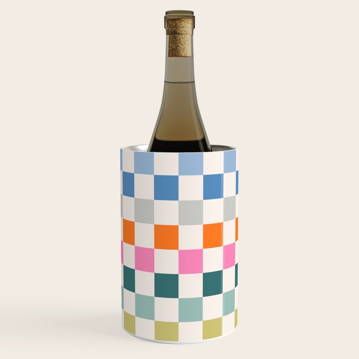 Checkered Retro Colorful Check Pattern Wine Chiller Gallery Image 1