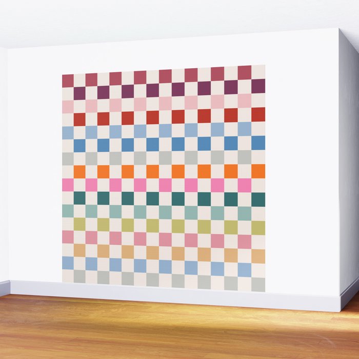 Checkered Retro Colorful Check Pattern Wall Mural Gallery Image 2
