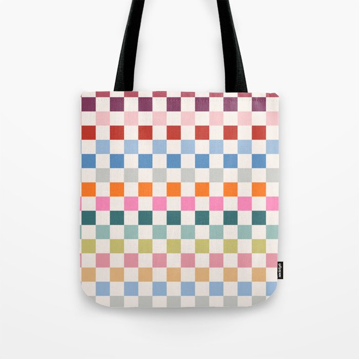 Checkered Retro Colorful Check Pattern Tote Bag Gallery Image 1