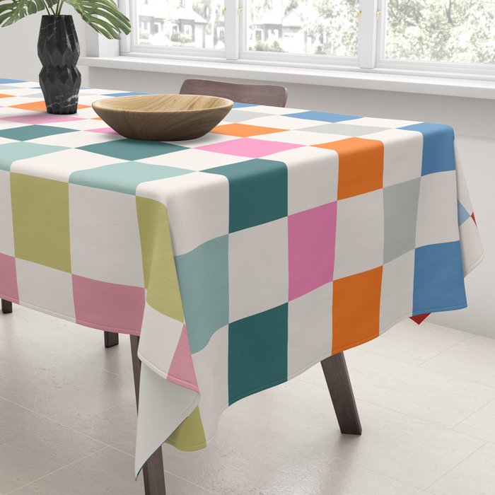 Checkered Retro Colorful Check Pattern Tablecloth Gallery Image 3