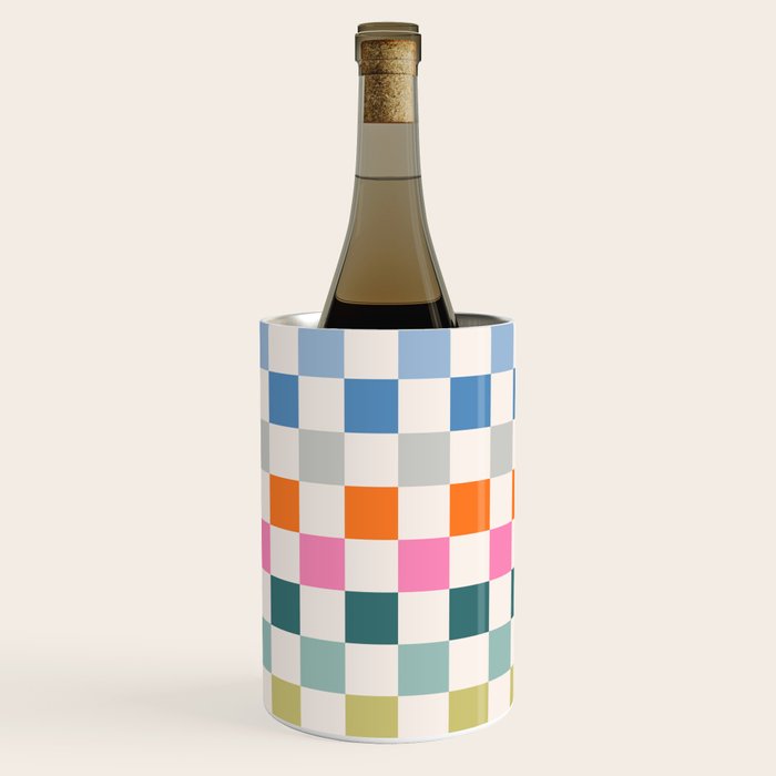 Checkered Retro Colorful Check Pattern Wine Chiller Gallery Image 3