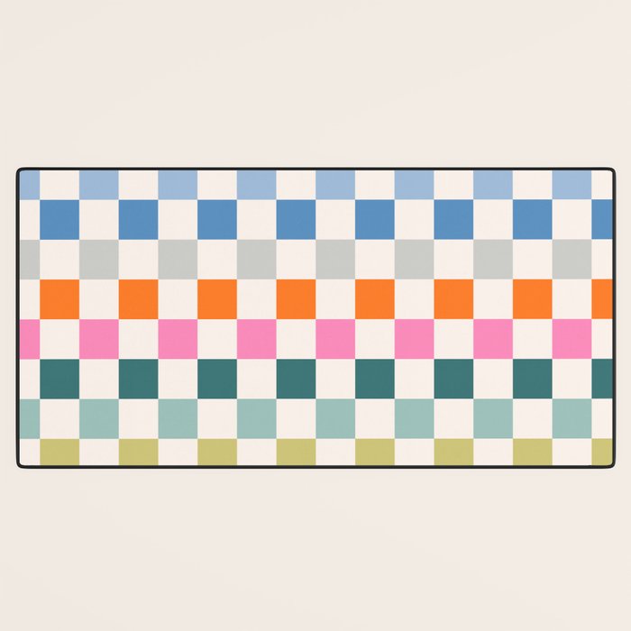Checkered Retro Colorful Check Pattern Desk Mat Gallery Image 3