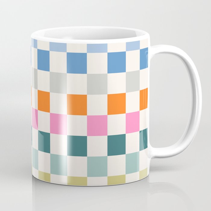 Checkered Retro Colorful Check Pattern Coffee Mug Gallery Image 1