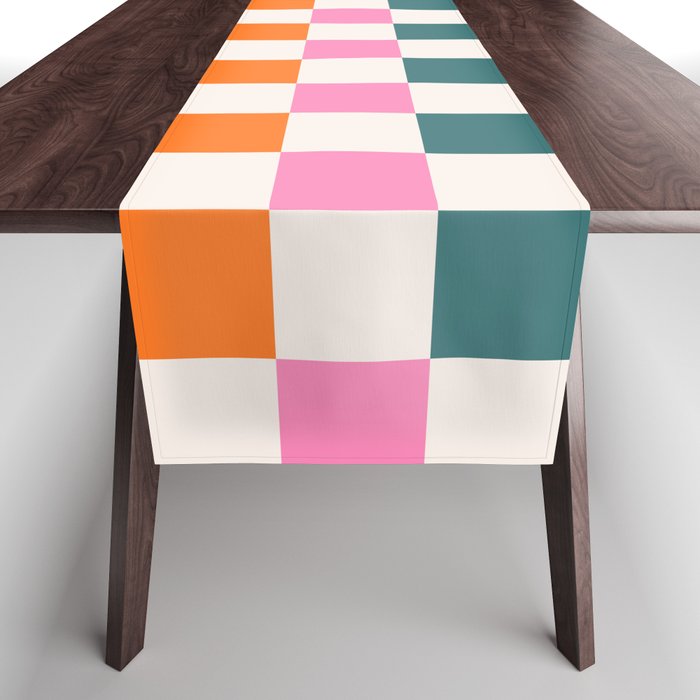 Checkered Retro Colorful Check Pattern Table Runner Gallery Image 1